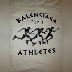 Balenciaga white tee shirt with black logo XL MEN